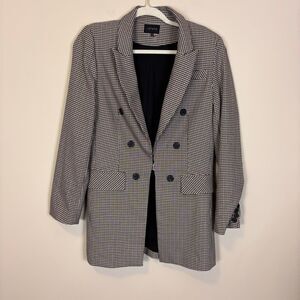 1. State Maroon and Black Plaid Clasp Closure Blazer Jacket Size 8